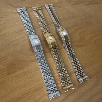Narukvica za sat od nehrđajućeg čelika kompatibilna s Rolexom, s čvrstim zakrivljenim spojnicama za Datejust/Oyster Perpetual