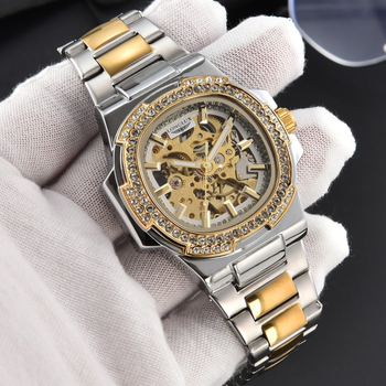 LONGLUX Automatski Mehanički Sat – Brojčanik od Kamena, Unisex, Kaiš od Nehrđajućeg Čelika, Kućište u obliku bačve, 41 mm
