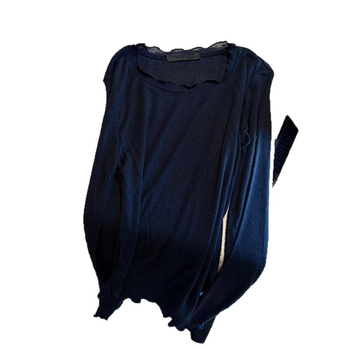 Ženska majica s dugim rukavima, okrugli vrat, uski kroj (mješavina Tencel-Spandex; aplikacije; pulover; duge rukave)