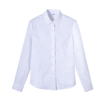 Γυναικείο πουκάμισο από μείγμα ινών μπαμπού και πολυεστέρα, V-λαιμό, μακριά μανίκια, εμπρός με μονό κουμπί, εκτύπωση λογότυπου