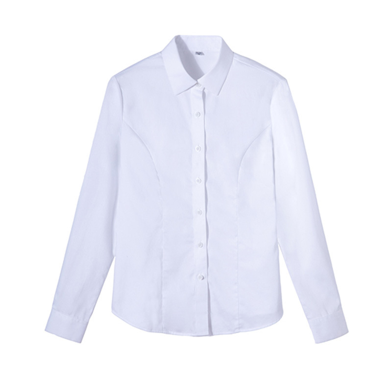 Γυναικείο πουκάμισο από μείγμα ινών μπαμπού και πολυεστέρα, V-λαιμό, μακριά μανίκια, εμπρός με μονό κουμπί, εκτύπωση λογότυπου