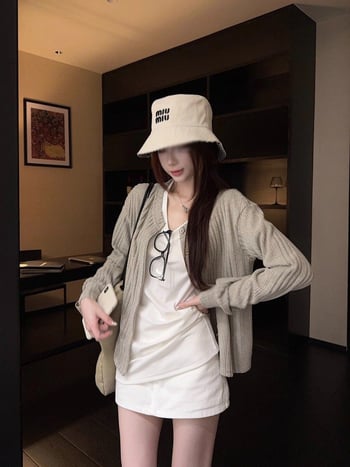 Kardigan jakna u korejskom stilu | oversize, viskozni materijal, dugi rukavi, V-dekolte, izvezeni detalji