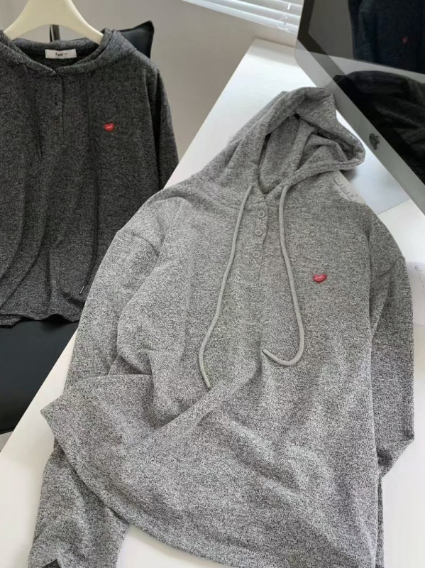 Ženska majica s kapuljom u korejskom stilu, mekani bruširani materijal, motiv srca, slobodan kroj, casual top