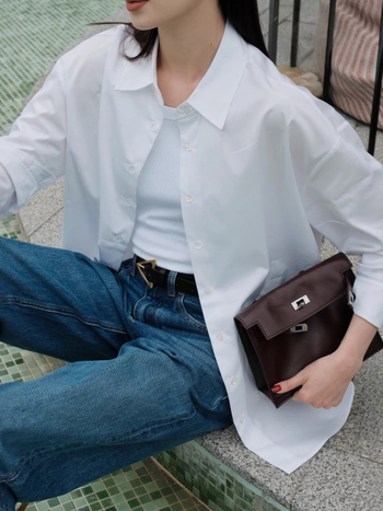 Μακρυμάνικο πουκάμισο από βαμβάκι με polo γιακά, 95% βαμβάκι, βασικό αστικό στυλ