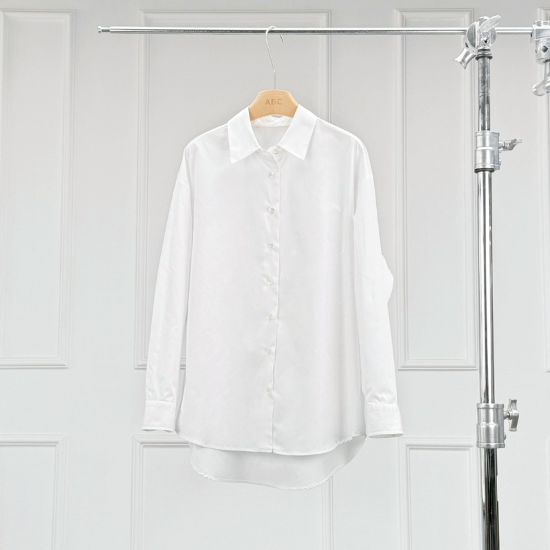 Μακρυμάνικο πουκάμισο από βαμβάκι με polo γιακά, 95% βαμβάκι, βασικό αστικό στυλ