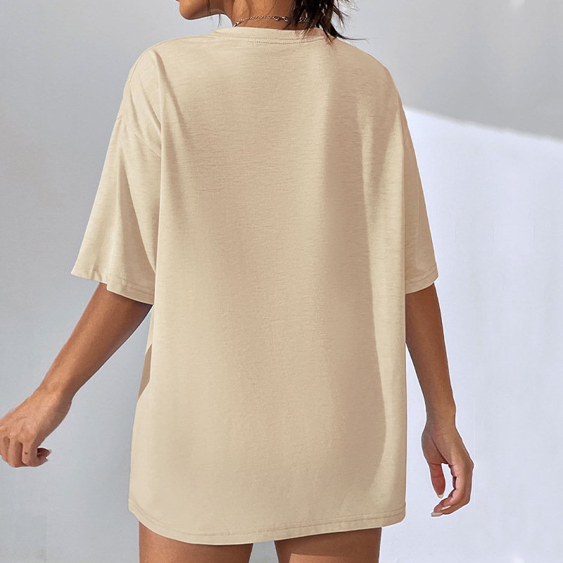 Ženska oversize T‑majica s okruglim izrezom, kratkih rukava, opušteni minimalistički kroj, 95% poliester