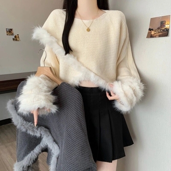 Sivi ženski oversize pulover s izšivenim detaljem, okrugli izrez, viskoza, plus size