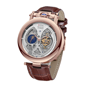 Difful DF-Z2032 Muški mehanički sat s tourbillonom, vodootporan do 30m, prozirna stražnja stranica, kožni remen, mehanizam Dandong