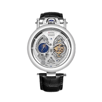 Difful DF-Z2032 Muški mehanički sat s tourbillonom, vodootporan do 30m, prozirna stražnja stranica, kožni remen, mehanizam Dandong