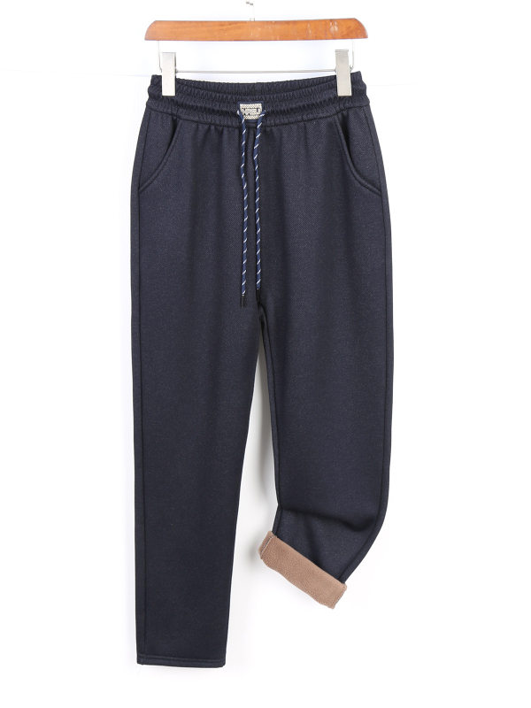 Τζιν γυναικών με επένδυση φλις — υψηλή μέση, ελαστική μέση, παχιά ευθεία γραμμή παντελονιού