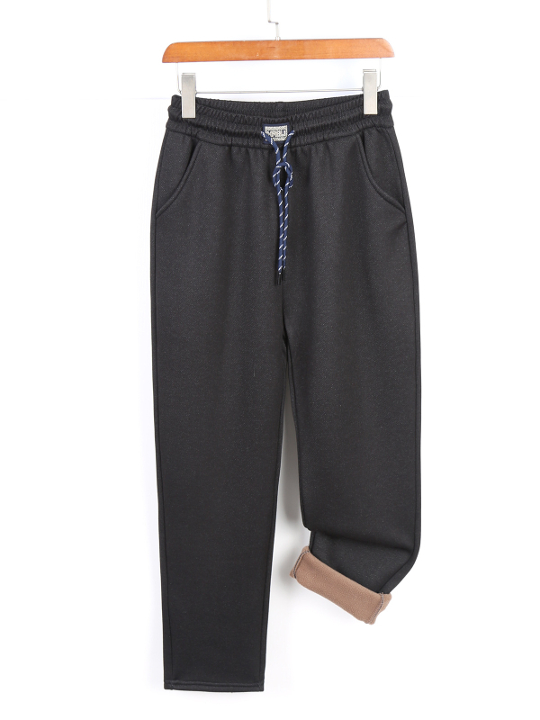 Τζιν γυναικών με επένδυση φλις — υψηλή μέση, ελαστική μέση, παχιά ευθεία γραμμή παντελονιού