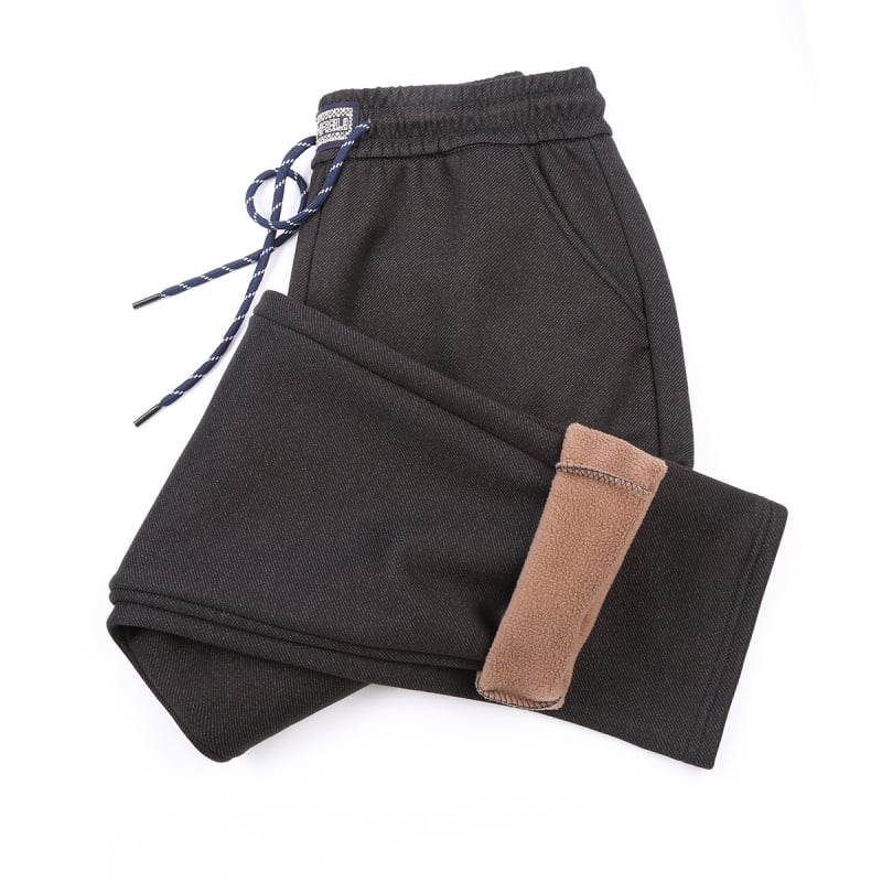 Τζιν γυναικών με επένδυση φλις — υψηλή μέση, ελαστική μέση, παχιά ευθεία γραμμή παντελονιού