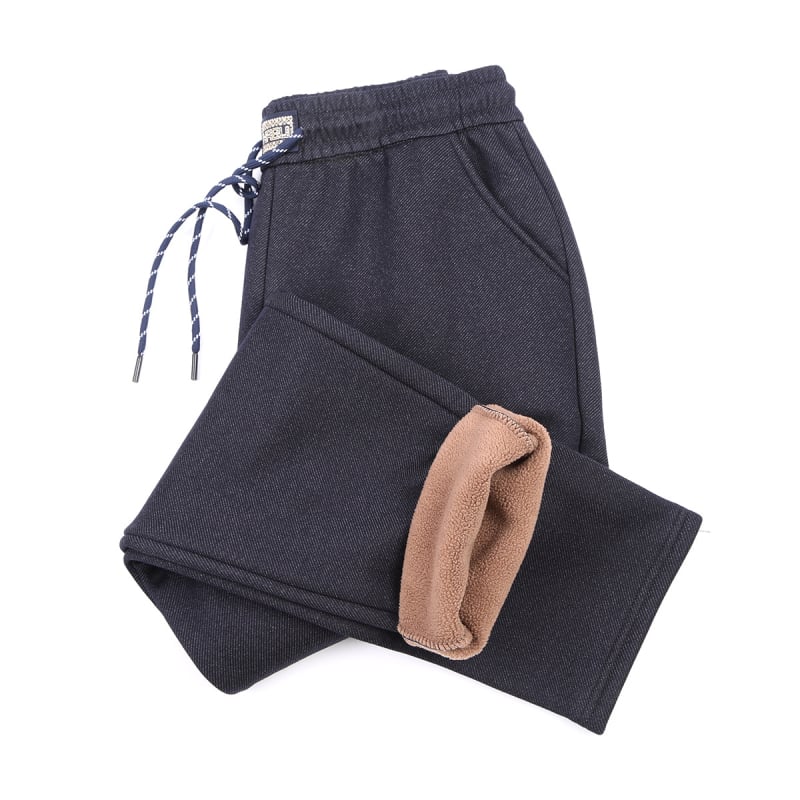 Τζιν γυναικών με επένδυση φλις — υψηλή μέση, ελαστική μέση, παχιά ευθεία γραμμή παντελονιού