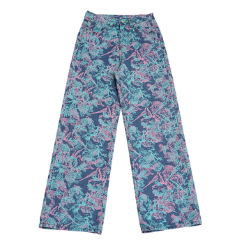 Τυπωμένες ντένιμ φαρδιές παντελόνες για γυναίκες, υψηλή μέση, μίξη βαμβάκι-ντένιμ, φθινόπωρο 2025