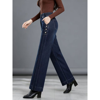 Τζιν από ντένιμ-βαμβάκι, ψηλή μέση, φαρδιές παντελόνες, μήκος 9/10