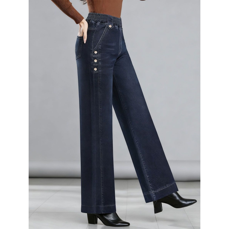 Τζιν από ντένιμ-βαμβάκι, ψηλή μέση, φαρδιές παντελόνες, μήκος 9/10