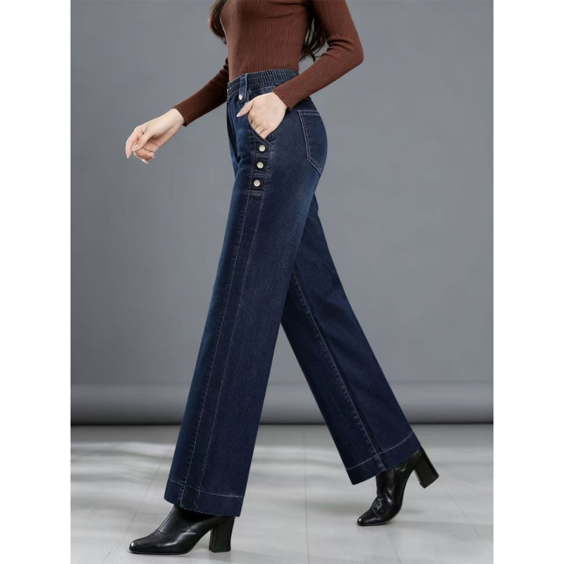 Τζιν από ντένιμ-βαμβάκι, ψηλή μέση, φαρδιές παντελόνες, μήκος 9/10