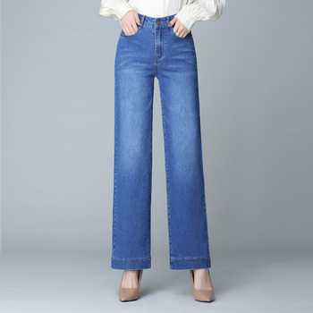 Traperice širokih nogavica, visokim strukom, denim-pamučna smjesa 70–80%
