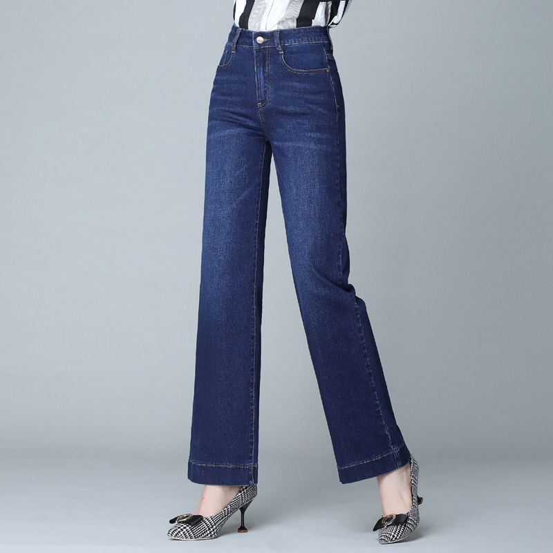 Traperice širokih nogavica, visokim strukom, denim-pamučna smjesa 70–80%