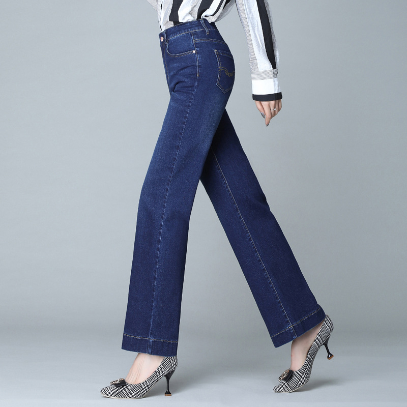 Traperice širokih nogavica, visokim strukom, denim-pamučna smjesa 70–80%