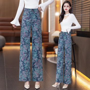 Τυπωμένα φαρδιά παντελόνια από ντένιμ με ψηλή μέση, φθινοπωρο 2025