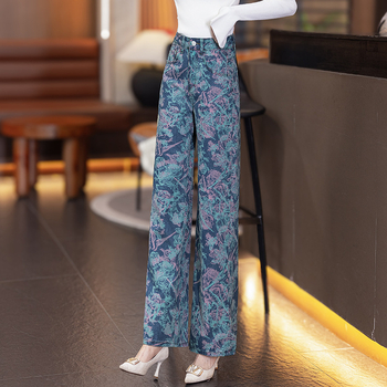 Τυπωμένα φαρδιά παντελόνια από ντένιμ με ψηλή μέση, φθινοπωρο 2025