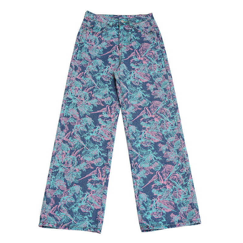 Τυπωμένα φαρδιά παντελόνια από ντένιμ με ψηλή μέση, φθινοπωρο 2025