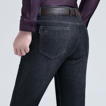 Egyenes szabású farmer, üzleti casual stílus, középmagas derék, pamut denim, mikroelasztikus