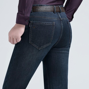 Egyenes szabású farmer, üzleti casual stílus, középmagas derék, pamut denim, mikroelasztikus