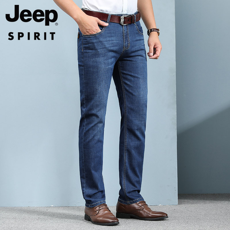 JEEP SPIRIT muške straight traperice, srednja talija, zip, pamuk-poliester smjesa 67.2% pamuk / 31.5% poliester / 1.3% elastan, za sve sezone