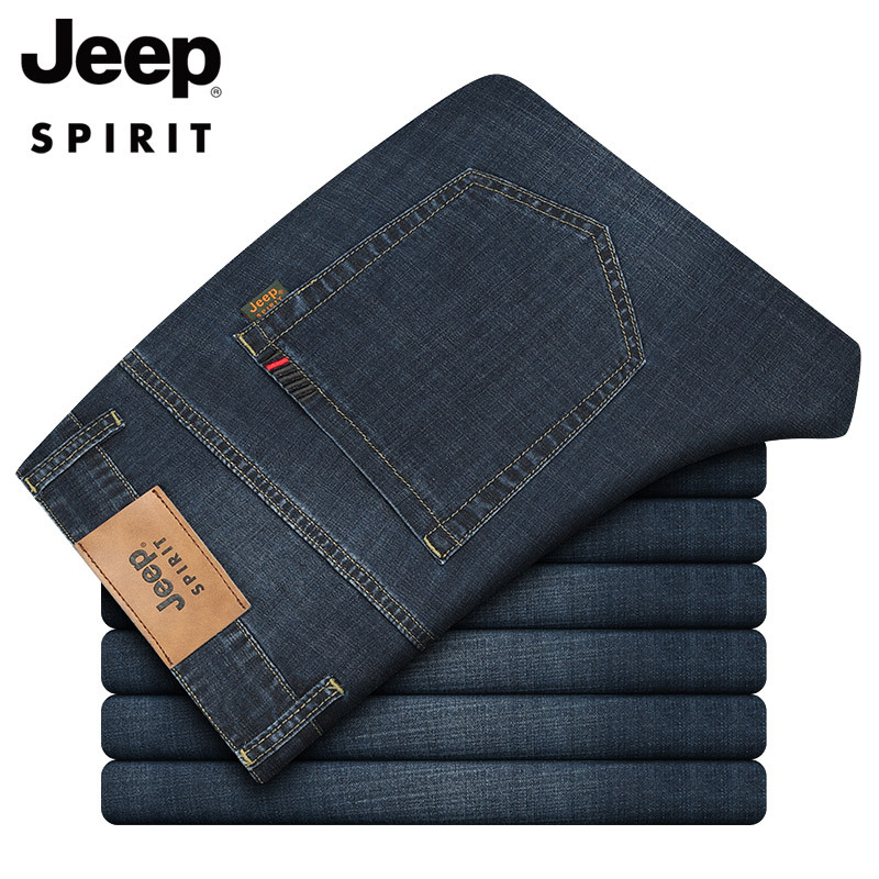 JEEP SPIRIT muške straight traperice, srednja talija, zip, pamuk-poliester smjesa 67.2% pamuk / 31.5% poliester / 1.3% elastan, za sve sezone