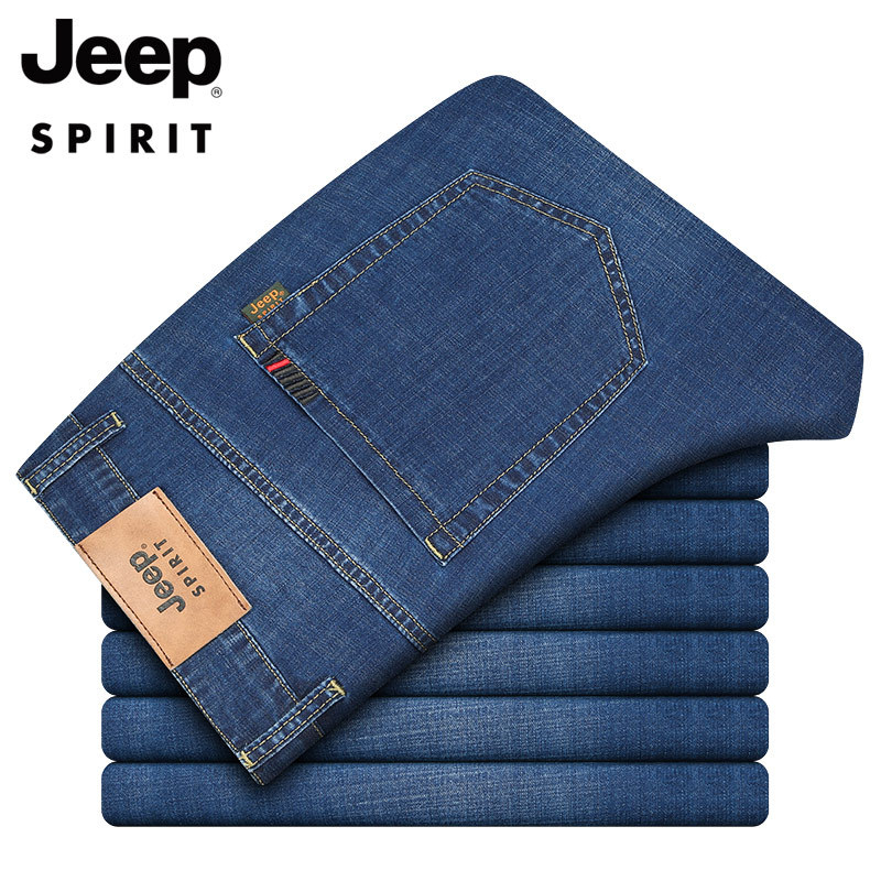 JEEP SPIRIT muške straight traperice, srednja talija, zip, pamuk-poliester smjesa 67.2% pamuk / 31.5% poliester / 1.3% elastan, za sve sezone