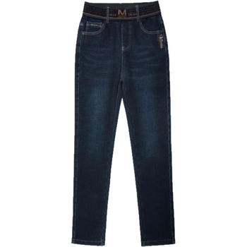 Τζιν παντελόνια με υψηλή μέση, ίσια γραμμή, φλις επενδεδυμένα, παχιά ύφανση