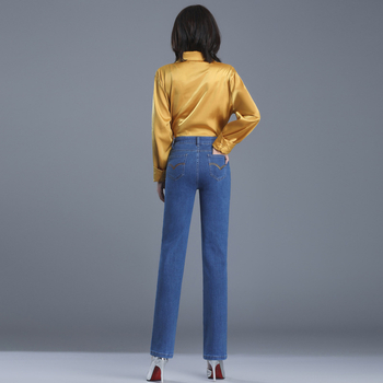 Yichun γυναικείοι τζιν με ψηλόμεσο και ίσια γραμμή, βαμβάκι 50–70%, Mercerized, Φθινόπωρο 2025