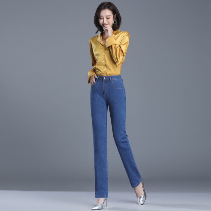 Yichun γυναικείοι τζιν με ψηλόμεσο και ίσια γραμμή, βαμβάκι 50–70%, Mercerized, Φθινόπωρο 2025