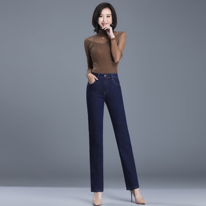 Yichun γυναικείοι τζιν με ψηλόμεσο και ίσια γραμμή, βαμβάκι 50–70%, Mercerized, Φθινόπωρο 2025