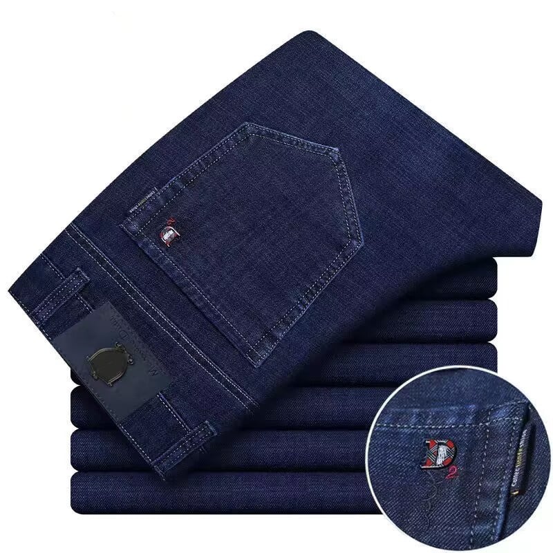 Muške traperice denim – ravni kroj, visok pojas, vezenje i pranje, proljeće-jesen, 50% pamuk