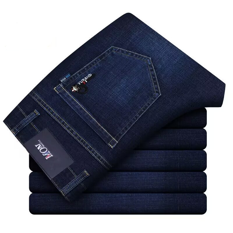 Muške traperice denim – ravni kroj, visok pojas, vezenje i pranje, proljeće-jesen, 50% pamuk