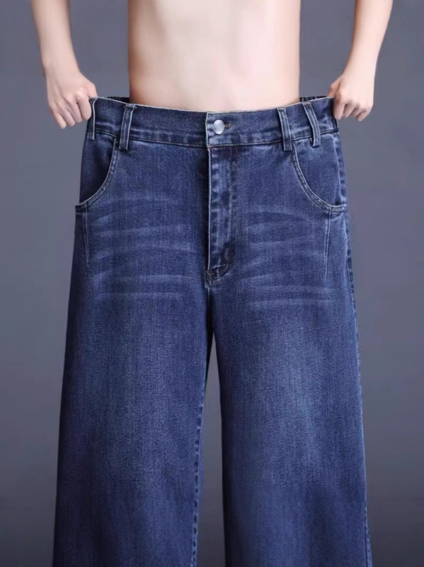 Jeans denim femei, talie înaltă, croială wide-leg, bumbac 70–80%, densitate medie, primăvara 2025, stil street hipster