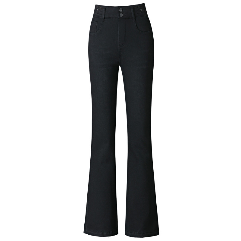 Τζιν παντελόνια με φλίς επένδυση για μεσήλικες μητέρές, υψηλή μέση, ελαστικότητα, ελαφρώς φαρδιά κάτω μέρος σε bootcut στυλ