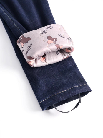 Γυναικείες denim skinny παντελόνες με βελούδινη επένδυση, υψηλή μέση, ζεστές, μικροελαστικές, χειμερινές 2025