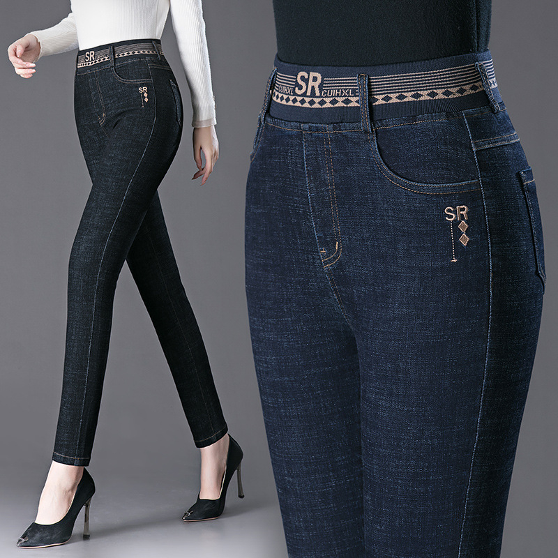 Cymbal γυναικείνα τζιν από ντένιμ, ψηλόμεσα- ίσια γραμμή, 70–80% βαμβάκι, υψηλή ελαστικότητα, φινίρισμα χωρίς σιδέρωμα