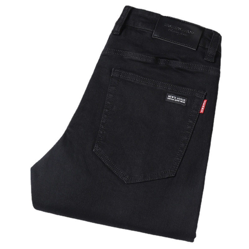 Muške traperice ravnog kroja – poslovni stil, srednji pojas, zip, ukrasne džepove, pamuk denim