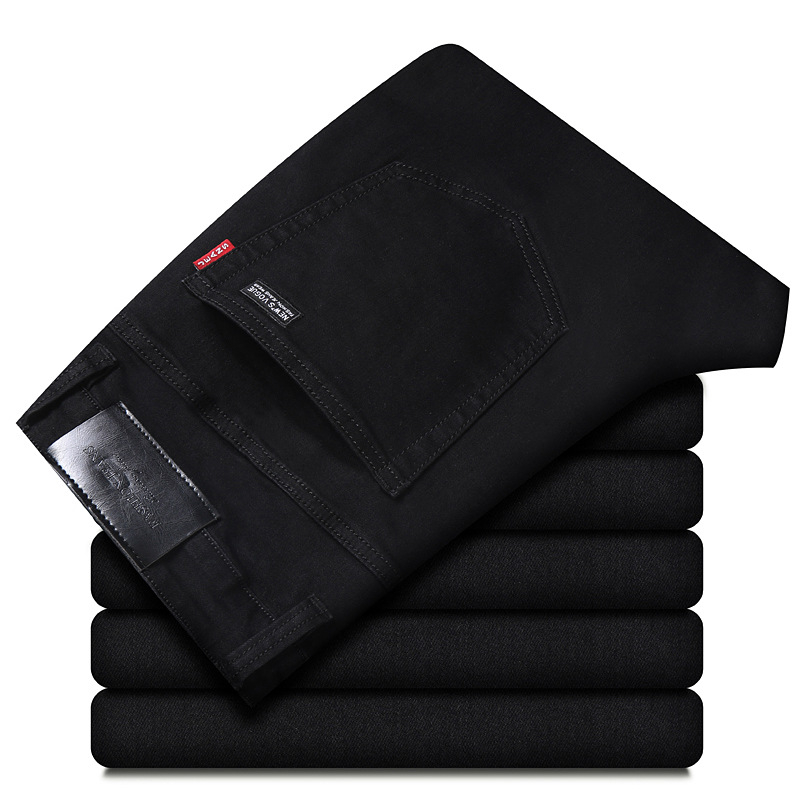 Muške traperice ravnog kroja – poslovni stil, srednji pojas, zip, ukrasne džepove, pamuk denim