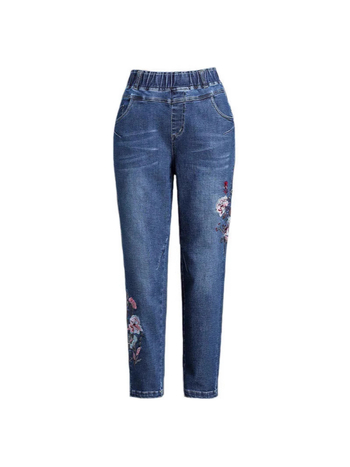 Τζιν από ντένιμ με υψηλή μέση, σε στυλ Χάρεμ, ελαστικό ύφασμα