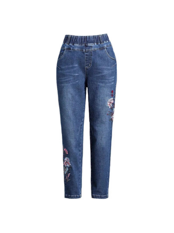 Τζιν από ντένιμ με υψηλή μέση, σε στυλ Χάρεμ, ελαστικό ύφασμα