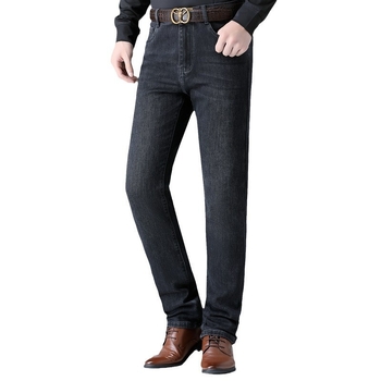 Muške klasične traperice ravnog kroja, visokim strukom, debeli denim, izgrebani efekt, zip
