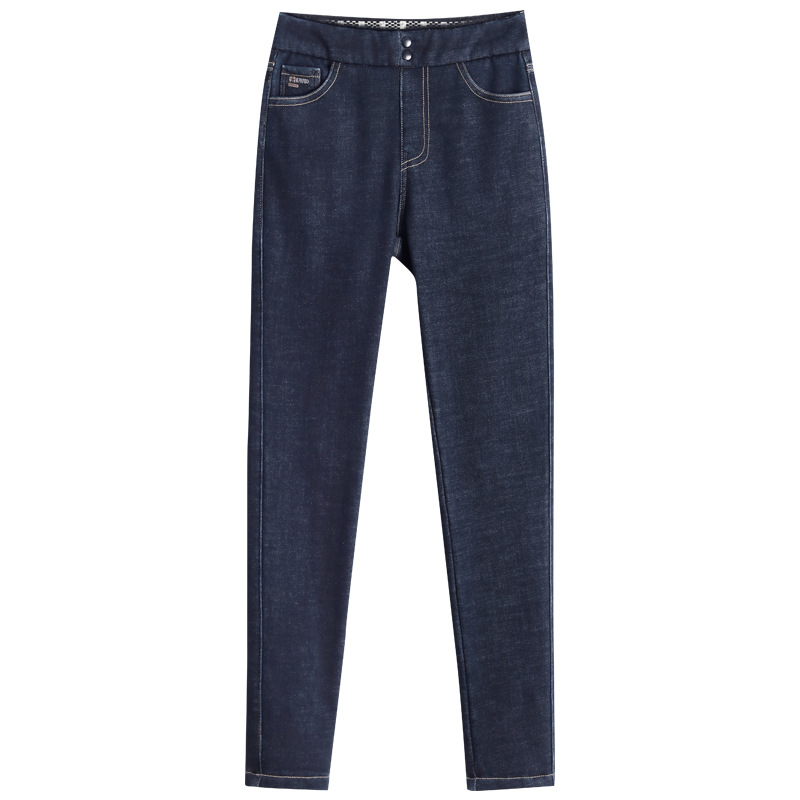 Γυναικείοι Skinny jeans από βαμβακερό ελαστικό denim με ψηλή μέση και επένδυση Mink Velvet, παχύτερα για τον χειμώνα 2025