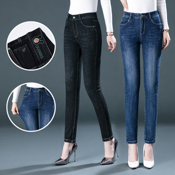 Τζιν γυναικών - Υψηλή μέση, ίσια γραμμή, ελαστικό denim, βαμβάκι 70–80% (<30% πολυεστέρας), χωρίς σιδέρωμα