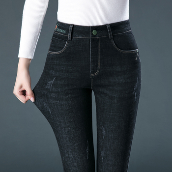 Τζιν γυναικών - Υψηλή μέση, ίσια γραμμή, ελαστικό denim, βαμβάκι 70–80% (<30% πολυεστέρας), χωρίς σιδέρωμα